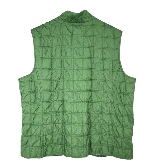 Charter Club Golf Collection Green Quilted Vest Plaid Lined Zip Up Pockets SZ L - Picture 2 of 7